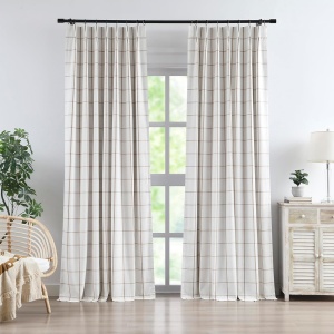 Vision Home Flax Linen Plaid Curtains